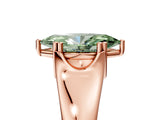 Rose gold Fancy Green Marquise  Solitaire Diamond Ring with Six-Prong Cathedral Setting_37