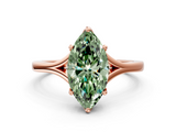 Rose gold Fancy Green Marquise  Solitaire Diamond Ring with Six-Prong Setting and Tapered Band_16