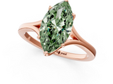 Rose gold Fancy Green Marquise  Solitaire Diamond Ring with Six-Prong Setting and Tapered Band_17