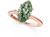 Rose gold Fancy Green Marquise  Solitaire Diamond Ring with Six-Prong Setting on a Classic Band 1