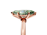 Rose gold Fancy Green Marquise  Solitaire Diamond Ring with Six-Prong Setting on a Classic Band 5