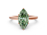 Rose gold Fancy Green Marquise  Solitaire Diamond Ring with Six-Prong Setting on a Classic Band_3