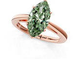 Rose gold Fancy Green Marquise  Solitaire Diamond Ring with Split Shank and Four-Prong Setting_13