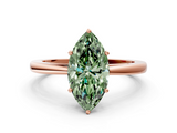 Rose gold Fancy Green Marquise  Solitaire Diamond Ring with Split Shank and Four-Prong Setting_20