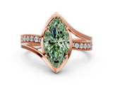 Rose gold Fancy Green Marquise  Solitaire Diamond Ring with Split Shank and Prong Setting_41