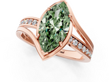 Rose gold Fancy Green Marquise  Solitaire Diamond Ring with Split Shank and Prong Setting_42