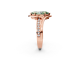 Rose gold Fancy Green Marquise  Solitaire Diamond Ring with Split Shank and Prong Setting_43