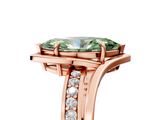 Rose gold Fancy Green Marquise  Solitaire Diamond Ring with Split Shank and Prong Setting_46
