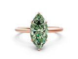 Rose gold Fancy Green Marquise  Solitaire Diamond Ring with a Classic Band and Four-Prong Setting 1