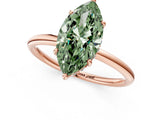 Rose gold Fancy Green Marquise  Solitaire Diamond Ring with a Classic Band and Four-Prong Setting 2