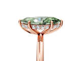 Rose gold Fancy Green Marquise  Solitaire Diamond Ring with a Classic Band and Four-Prong Setting