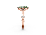 Rose gold Fancy Green Marquise  Solitaire Diamond Twisted Band with Four-Prong Setting_73