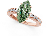 Rose gold Fancy Green Marquise  Solitaire Diamond with Pavé Band and Four-Prong Setting_76