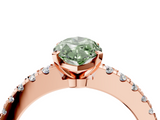 Rose gold Fancy Green Marquise  Solitaire Diamond with Pavé Band and Four-Prong Setting_79