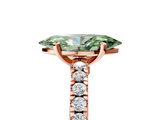 Rose gold Fancy Green Marquise  Solitaire Diamond with Pavé Band and Four-Prong Setting_80
