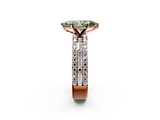Rose gold Fancy Green Marquise  Solitaire Diamond with Pave and Channel Set Band_44