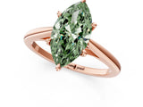 Rose gold Fancy Green Marquise  Solitaire Engagement Ring with Four-Prong Setting and Classic Band 3