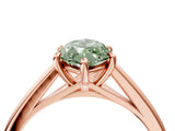 Rose gold Fancy Green Marquise  Solitaire Engagement Ring with Four-Prong Setting and Classic Band