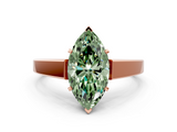 Rose gold Fancy Green Marquise  Solitaire Engagement Ring with Four-Prong Setting and Tapered Band_3