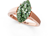 Rose gold Fancy Green Marquise  Solitaire Engagement Ring with Four-Prong Setting and Tapered Band_4