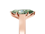 Rose gold Fancy Green Marquise  Solitaire Engagement Ring with Four-Prong Setting and Tapered Band_8