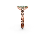 Rose gold Fancy Green Marquise  Solitaire Engagement Ring with Scrollwork Band and Four-Prong Setting_137