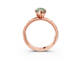 Rose gold Fancy Green Marquise  Solitaire Engagement Ring with Scrollwork Band and Four-Prong Setting_138
