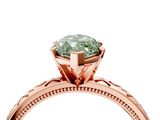 Rose gold Fancy Green Marquise  Solitaire Engagement Ring with Scrollwork Band and Four-Prong Setting_139