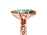 Rose gold Fancy Green Marquise  Solitaire Engagement Ring with Scrollwork Band and Four-Prong Setting_140