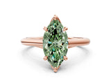 Rose gold Fancy Green Marquise  Solitaire Engagement Ring with Six-Prong Setting and Classic Band 1