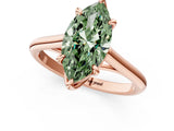 Rose gold Fancy Green Marquise  Solitaire Engagement Ring with Six-Prong Setting and Classic Band 2