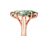 Rose gold Fancy Green Marquise  Solitaire Engagement Ring with Six-Prong Setting and Classic Band