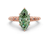 Rose gold Fancy Green Marquise  Solitaire Floral Milgrain Engagement Ring_49