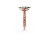 Rose gold Fancy Green Marquise  Solitaire Floral Milgrain Engagement Ring_51