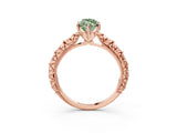 Rose gold Fancy Green Marquise  Solitaire Floral Milgrain Engagement Ring_52
