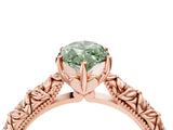 Rose gold Fancy Green Marquise  Solitaire Floral Milgrain Engagement Ring_53