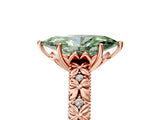 Rose gold Fancy Green Marquise  Solitaire Floral Milgrain Engagement Ring_54