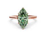 Rose gold Fancy Green Marquise  Solitaire Heart Prong Engagement Ring with Tapered Band_55