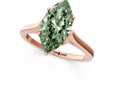 Rose gold Fancy Green Marquise  Solitaire Heart Prong Engagement Ring with Tapered Band_56