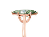Rose gold Fancy Green Marquise  Solitaire Heart Prong Engagement Ring with Tapered Band_60