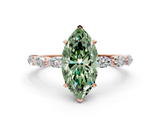 Rose gold Fancy Green Marquise  Solitaire Marquise Side Stone Prong Setting Ring_57