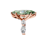 Rose gold Fancy Green Marquise  Solitaire Marquise Side Stone Prong Setting Ring_62
