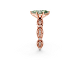 Rose gold Fancy Green Marquise  Solitaire Milgrain Diamond Engagement Ring with Bezel and Marquise Band_144