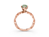 Rose gold Fancy Green Marquise  Solitaire Milgrain Diamond Engagement Ring with Bezel and Marquise Band_145