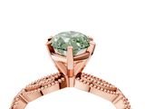 Rose gold Fancy Green Marquise  Solitaire Milgrain Diamond Engagement Ring with Bezel and Marquise Band_146