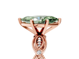 Rose gold Fancy Green Marquise  Solitaire Milgrain Diamond Engagement Ring with Bezel and Marquise Band_147