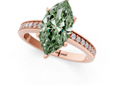 Rose gold Fancy Green Marquise  Solitaire Pavé Band Prong Setting Ring_21