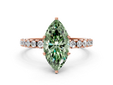 Rose gold Fancy Green Marquise  Solitaire Pavé Band with Four-Prong Setting_150