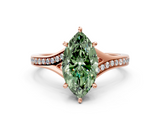 Rose gold Fancy Green Marquise  Solitaire Pavé Band with Four-Prong Setting_47