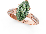 Rose gold Fancy Green Marquise  Solitaire Pavé Diamond Engagement Ring with Four-Prong Setting_156